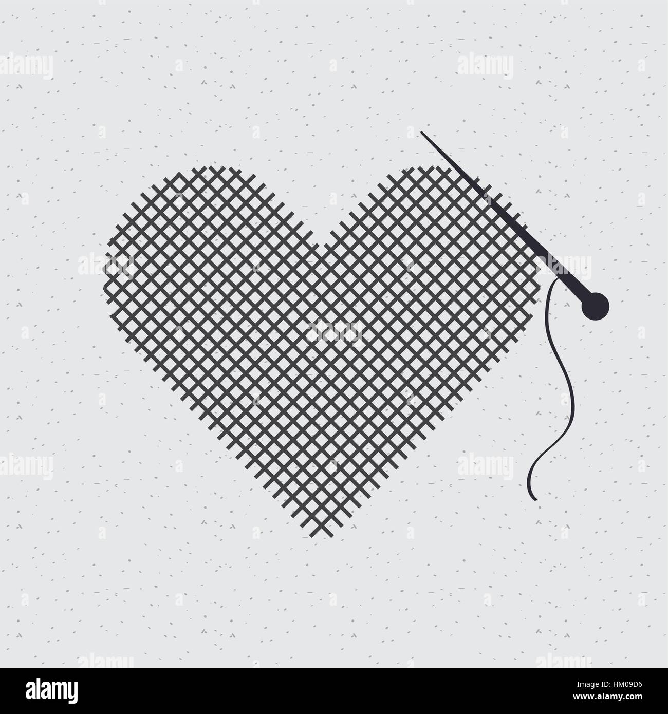 Neddle e forma di cuore icona sopra lo sfondo bianco. illustrazione vettoriale Illustrazione Vettoriale