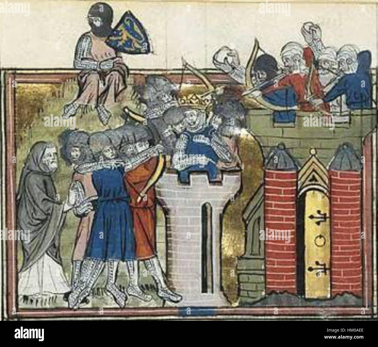 L'opera d'arte intitolata "Godefroi 1099" si riferisce probabilmente a una rappresentazione medievale o storica, che cattura l'essenza delle figure del periodo, mostrando armature, guerre o significativi momenti storici della fine dell'XI secolo. Foto Stock