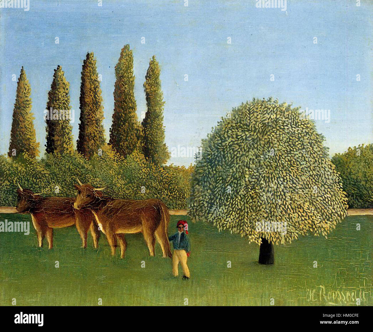 Il "Meadowland" di Henri Rousseau è un noto dipinto ad olio che raffigura un paesaggio lussureggiante e vivace con una varietà di piante e animali, che mostra il caratteristico stile di Rousseau di colori audaci e una prospettiva ingenua. Foto Stock