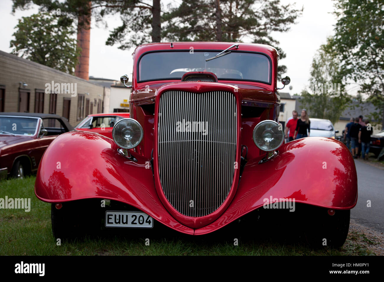 Auto incontro con vetture americane muscolare in Svezia Foto Stock