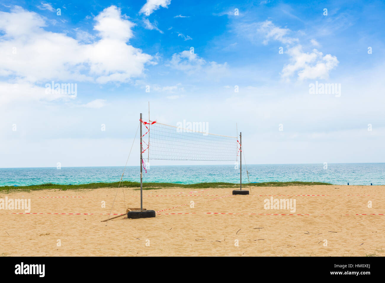 Rete da pallavolo sulla spiaggia Foto Stock