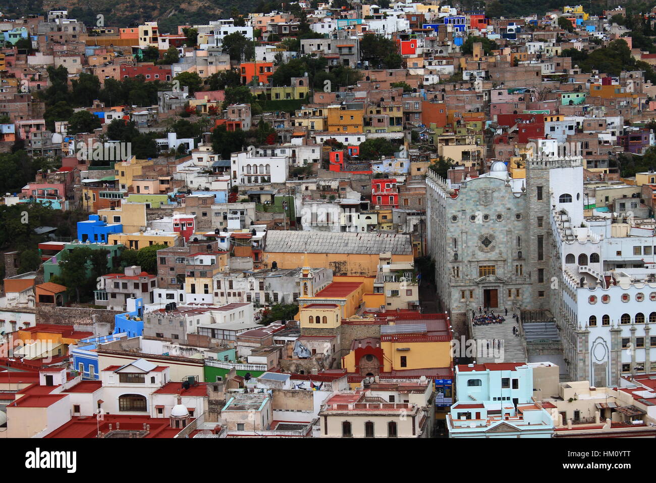 Case colorate nella città di Guanajuato Foto Stock