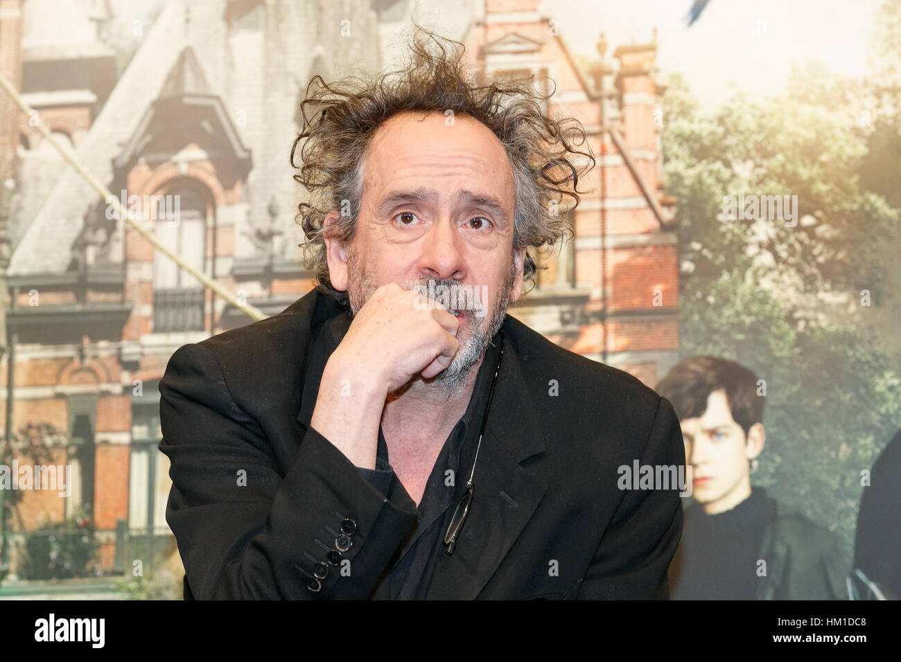 Tokyo, Giappone. 31 gennaio, 2017. Il direttore Tim Burton assiste la conferenza stampa per il suo film 'Miss Peregrine's Home per bambini peculiare' in Tokyo. Il dark fantasy film basato su un romanzo di riscatto Riggs stelle Eva Green e si apre in Giappone nel febbraio 3rd. Credito: Rodrigo Reyes Marin/AFLO/Alamy Live News Foto Stock