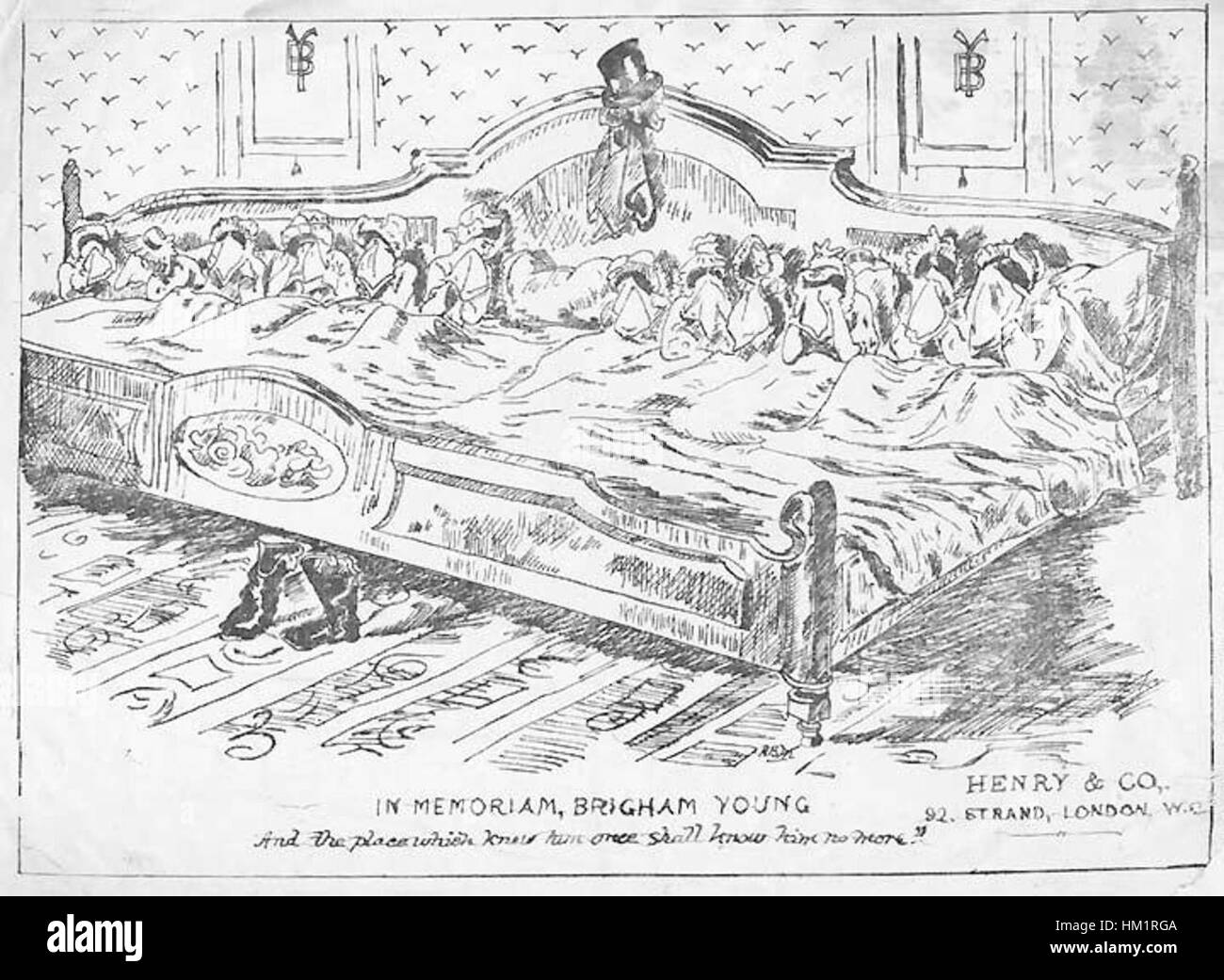 Questa opera d'arte, intitolata "in Memoriam Brigham Young 1", onora Brigham Young, il secondo presidente della Chiesa di Gesù Cristo dei Santi degli ultimi giorni. Il dipinto cattura il suo significato storico e la sua leadership nell'espansione verso ovest degli Stati Uniti durante il XIX secolo. Foto Stock