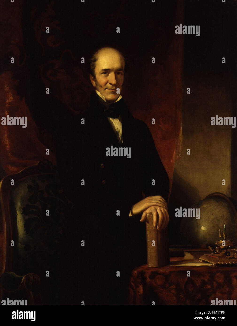 John Ramsay McCulloch è un ritratto di Sir Daniel Macnee, che raffigura il famoso economista e intellettuale scozzese. Il dipinto ad olio mette in evidenza la posa dignitosa e l'espressione premurosa di McCulloch, catturando la sua influenza sul pensiero economico durante il XIX secolo. Questo lavoro riflette la maestria di Macnee nella ritrattistica. Foto Stock