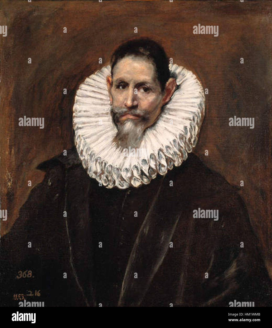 Questo ritratto di El Greco raffigura Jeronimo Cevallos, una figura spagnola di spicco durante il Rinascimento. Lo stile distintivo di El Greco è evidente nelle forme allungate e nell'uso drammatico del colore, che evidenzia lo stato e il carattere del soggetto. Foto Stock