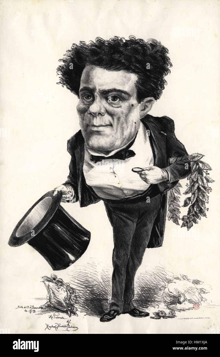 Questa caricatura, creata da Rafael Bordalo Pinheiro, riflette umoristicamente il clima politico e sociale del Portogallo del XIX secolo, illustrando il suo approccio satirico all'arte. Foto Stock