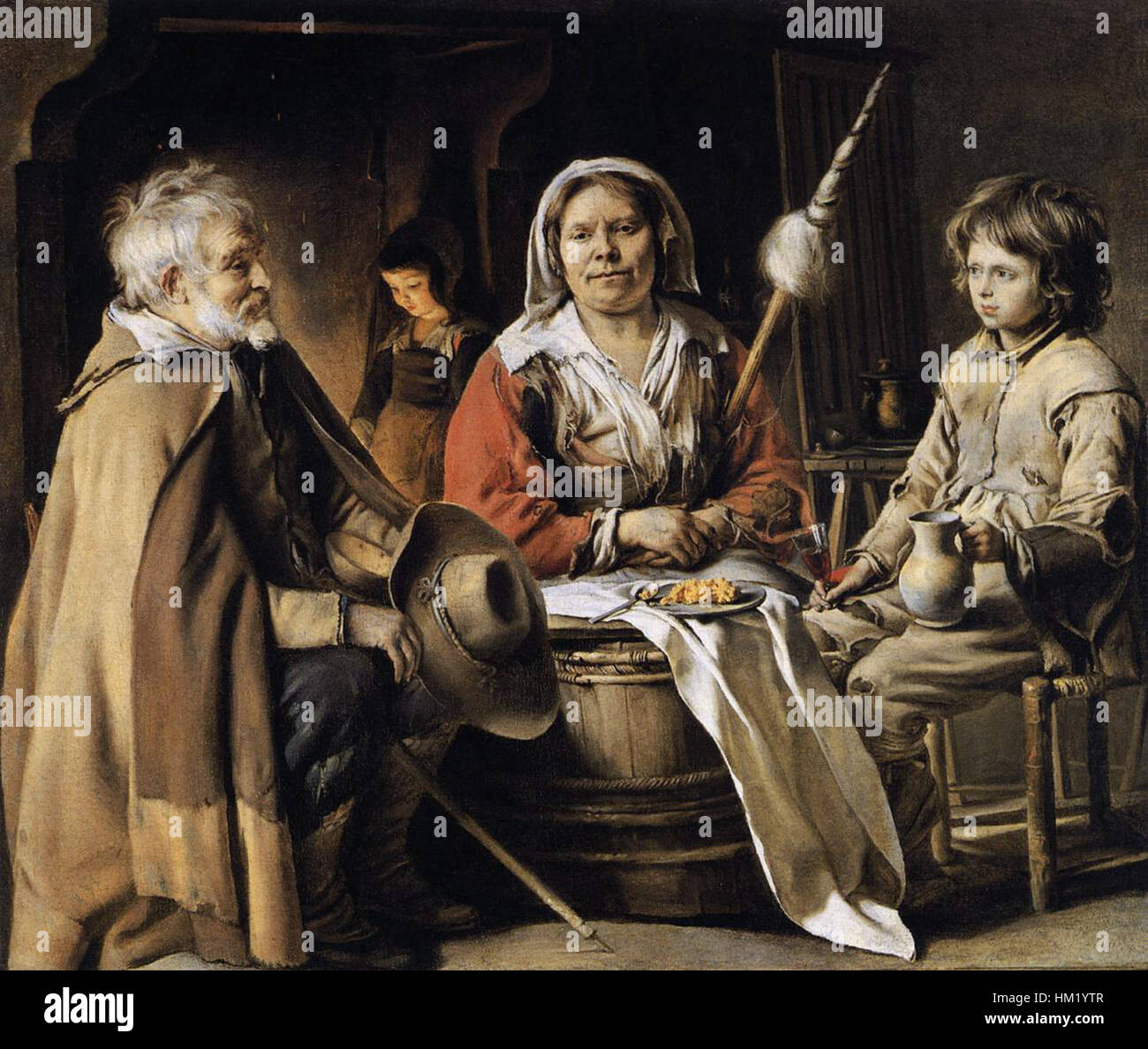 Il dipinto "interni contadini" di le Nain Brothers (1642) raffigura un ritratto intimo e realistico della vita contadina nella Francia del XVII secolo. Il lavoro riflette la semplicità e la dignità della vita rurale durante il periodo. Foto Stock