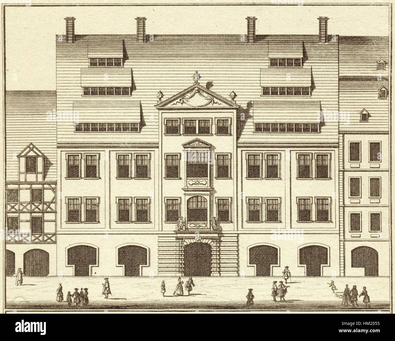 Il "Leipzig Feuerkugel" del 1722 è una rappresentazione storica di un evento di palla di fuoco osservato a Lipsia, in Germania. L'opera d'arte cattura un raro fenomeno atmosferico che affascina le persone all'inizio del XVIII secolo. Foto Stock