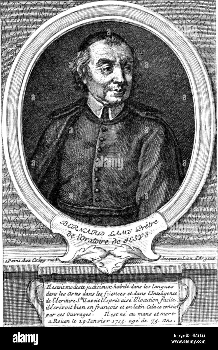 Bernard Lamy è stato un filosofo e teologo francese del XVII secolo noto per il suo lavoro sulla logica e la metodologia scientifica. I suoi contributi filosofici furono determinanti nello sviluppo del pensiero razionale durante il periodo illuministico. Foto Stock