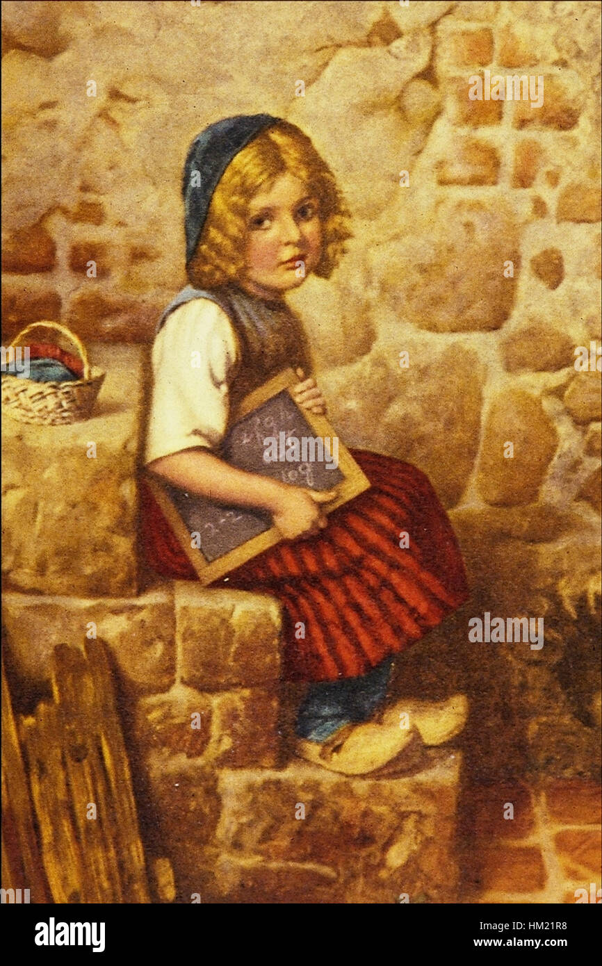 Gretel di Wilhelm Kaulbach è un dipinto storico che mostra dettagli intricati nella pittura ad olio. È considerato un capolavoro e conservato nelle collezioni museali. Foto Stock