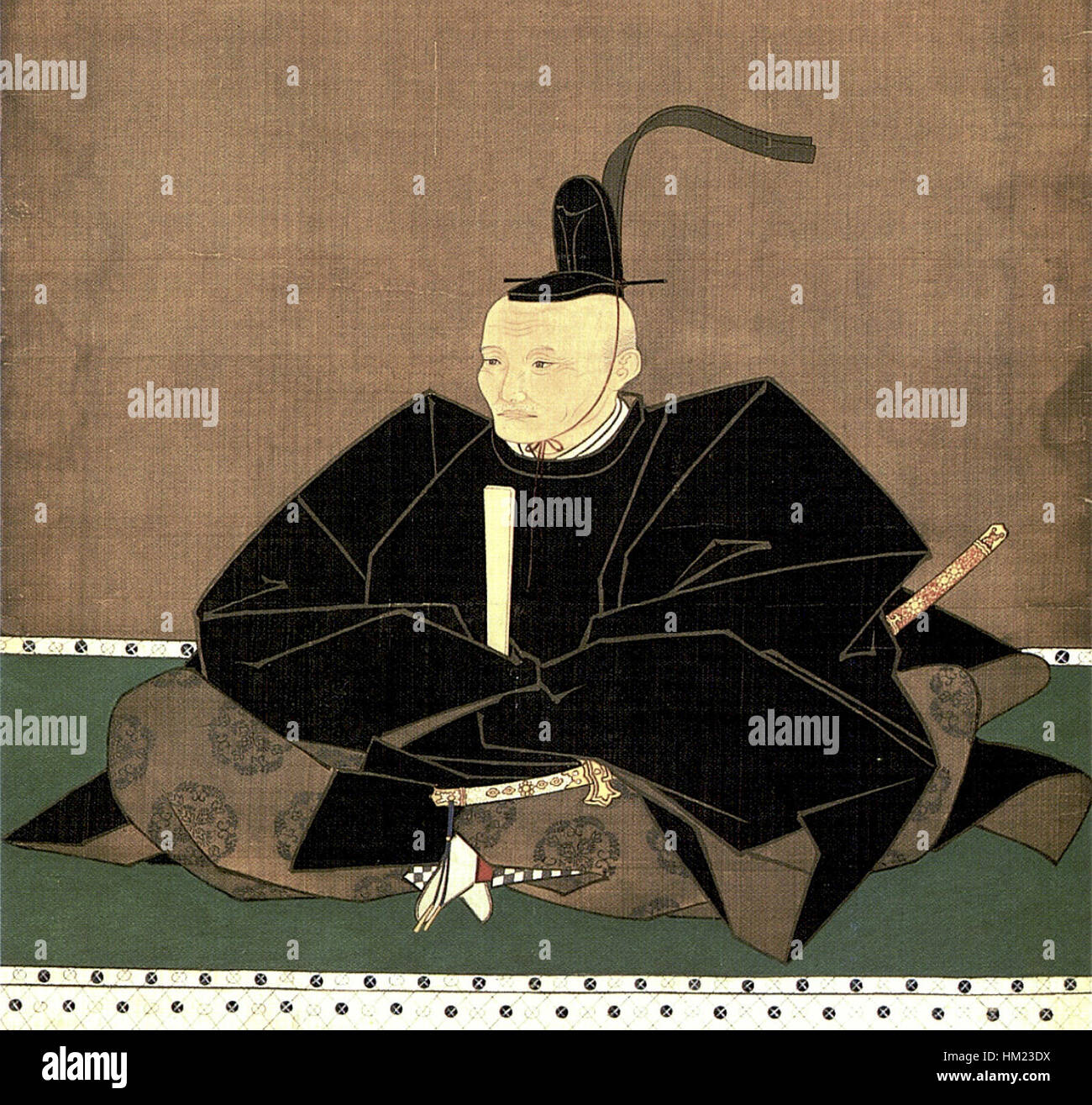 Le opere d'arte ritagliate di Hosokawa Tadatoshi mostrano la sua esperienza nella tradizione pittorica giapponese. Noto per la sua audace pennellata, le sue opere sono un esempio di espressione artistica del periodo Edo. Foto Stock