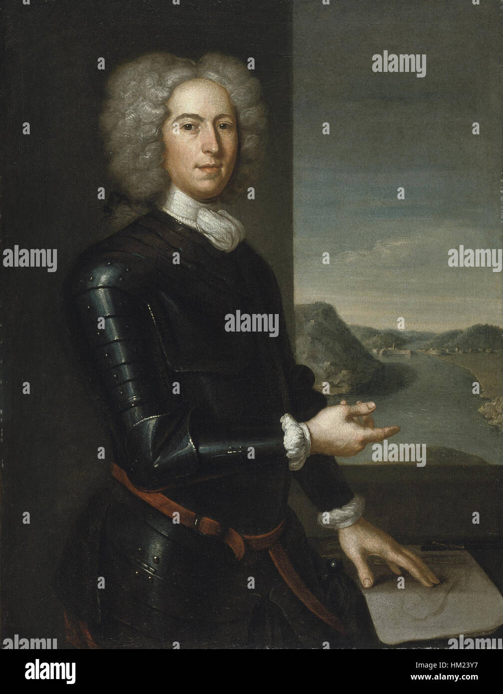 Il ritratto di John Smibert del maggiore generale Paul Mascarene presenta il capo militare in uno stile del XVIII secolo. Smibert, noto per i suoi ritratti di figure coloniali, cattura Mascarene con una miscela di realismo e riverenza storica. Foto Stock