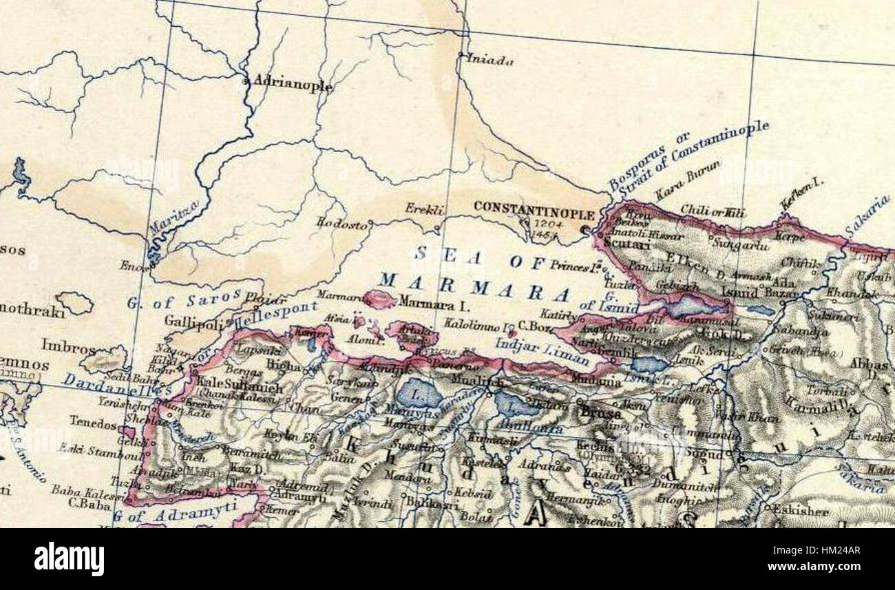 La mappa del 1861 di Alexander Keith Johnston "Turchia in Asia, Transcaucasia" offre una descrizione geografica dettagliata della regione, evidenziando il paesaggio politico e culturale dell'epoca. Foto Stock