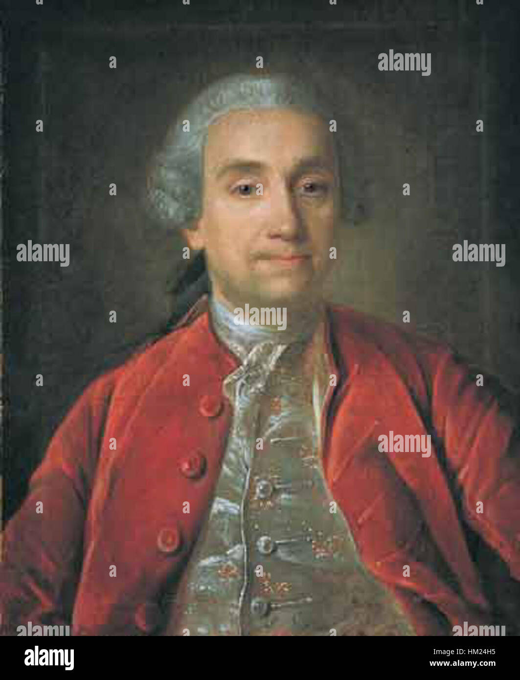 Questa opera d'arte di Ivan Argunov raffigura un soggetto in un dettagliato e realistico stile ritratto del XVIII secolo. L'approccio dell'artista cattura la personalità e lo status sociale dell'individuo raffigurato in intricati dettagli. Foto Stock