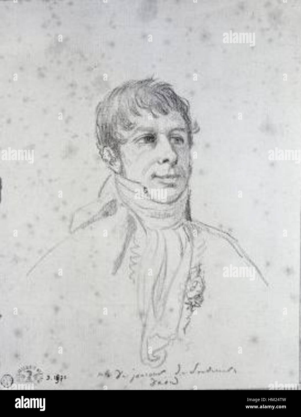 Questo ritratto di Jacques-Louis David raffigura il conte Francois-Arnail de Jaucourt-Arnail, mostrando la maestria di David nel catturare figure aristocratiche con sorprendente realismo e attenzione ai dettagli nei loro abiti e nelle loro espressioni. Foto Stock