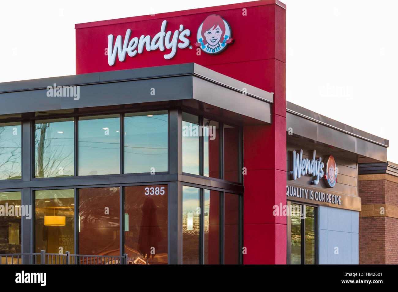 Il ristorante Wendy's, una popolare catena di fast food americana fondata da Dave Thomas. (STATI UNITI) Foto Stock
