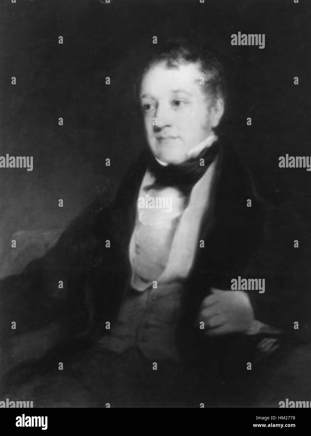 Questo ritratto di Huskisson, una figura di spicco nella politica britannica del XIX secolo, raffigura il suo contributo allo sviluppo del sistema ferroviario nel Regno Unito e il suo ruolo di riformatore chiave. Foto Stock