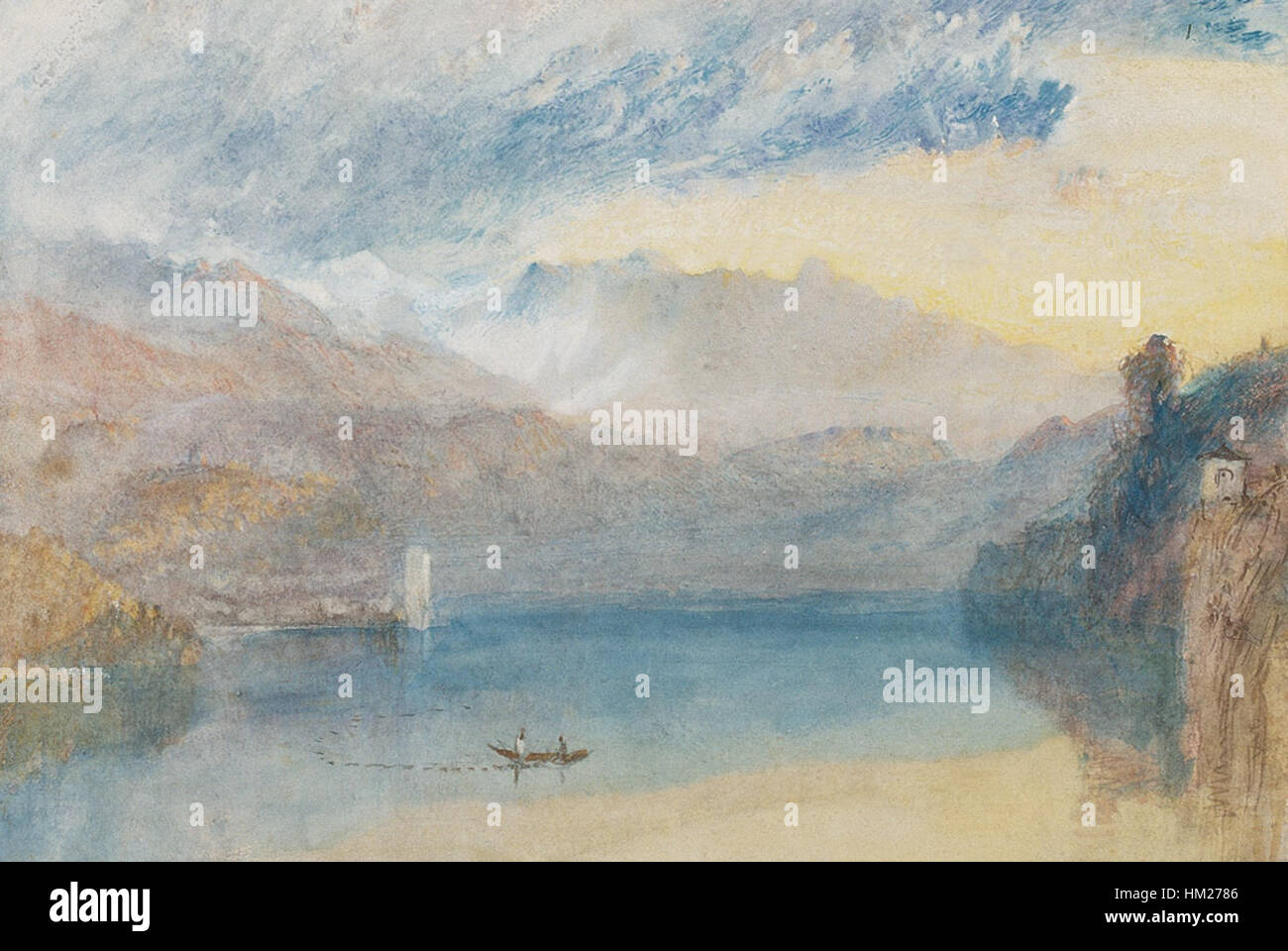 JMW Turner, il Sarner vedere (Lago di Sarnen), sera c.1842, acquerello Foto Stock