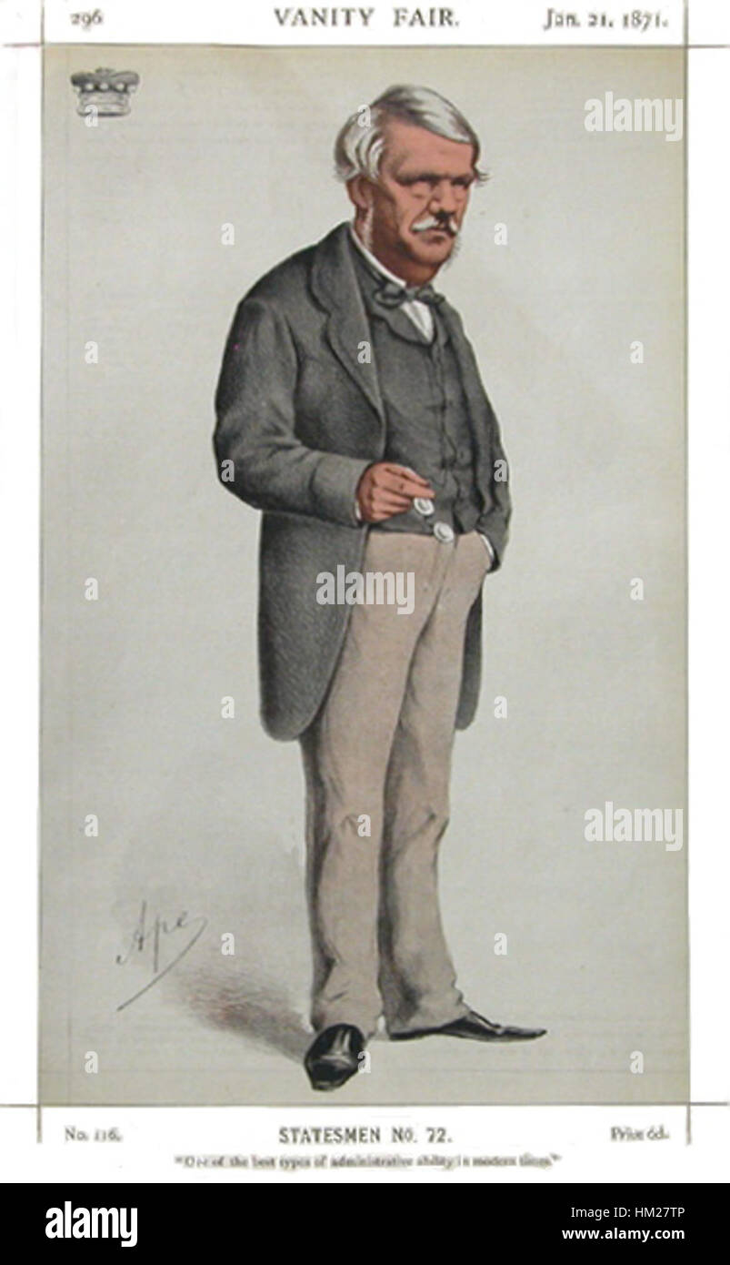Questa illustrazione di Vanity Fair, datata 21 gennaio 1871, è stata creata da JLM Lawrence, raffigurante una figura notevole dell'epoca. L'opera d'arte cattura lo stile satirico e umoristico della pubblicazione, noto per il suo acuto commento sociale durante la fine del XIX secolo. Foto Stock