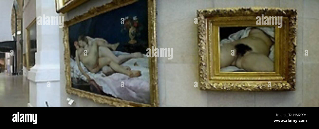Le opere di Gustave Courbet, esposte al Musée d'Orsay di Parigi, sono rinomate per la loro rappresentazione realistica dei soggetti, catturando le emozioni grezze e la vita di tutti i giorni. Lo stile di Courbet si staccò dalle convenzioni accademiche, offrendo una visione del mondo più diretta e inabbellita. Foto Stock Le opere di Gustave Courbet, esposte al Musée d'Orsay di Parigi, sono rinomate per la loro rappresentazione realistica dei soggetti, catturando le emozioni grezze e la vita di tutti i giorni. Lo stile di Courbet si staccò dalle convenzioni accademiche, offrendo una visione del mondo più diretta e inabbellita. Foto Stock