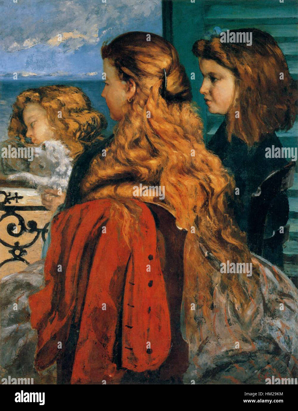 Gustave Courbet - Tre ragazze inglesi in corrispondenza di una finestra - WGA05472 Foto Stock