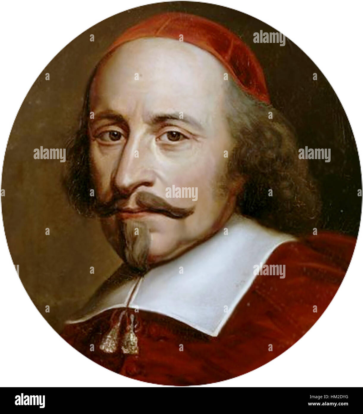 Jules Mazzarino, cardinale e primo ministro francese di origine italiana di re Luigi XIV, è raffigurato in questo ritratto storico, che riflette il suo ruolo di primo piano nella politica francese durante il XVII secolo. Foto Stock