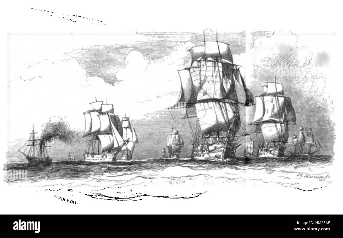 Un dettagliato dipinto marittimo intitolato "la Marine-Pacini-115", che illustra la vita navale e le complessità della guerra navale del XIX secolo. Il pezzo cattura l'essenza delle battaglie navali e della tradizione navale durante l'epoca. Foto Stock