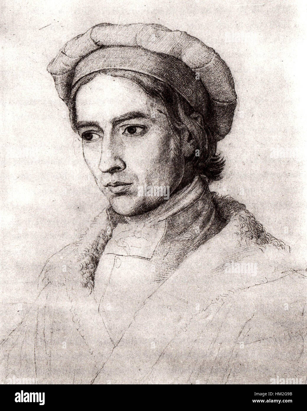 L'autoritratto di Johann Friedrich Overbeck del 1830 mostra i suoi ideali romantici. Figura chiave del movimento Nazareno, il lavoro di Overbeck enfatizza l'espressione spirituale ed emotiva, spesso focalizzata su temi medievali e rinascimentali. Foto Stock