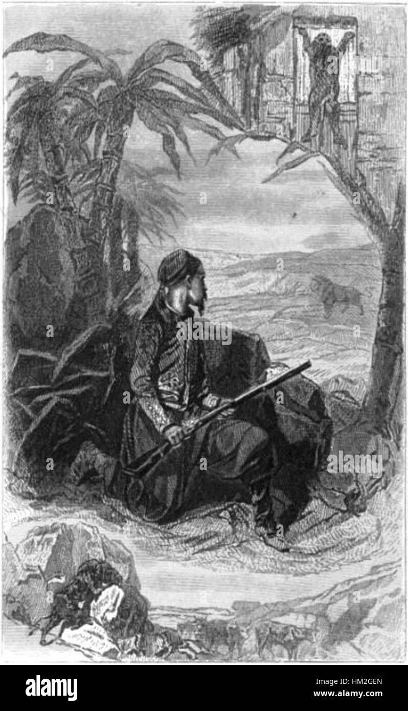 "Le Tueur de Lions" (il killer dei leoni) è un dipinto ad olio che raffigura una figura eroica impegnata nell'atto di uccidere un leone. La scena simboleggia il coraggio e la lotta tra gli esseri umani e la natura, riflettendo temi di forza e conquista dell'arte. Foto Stock