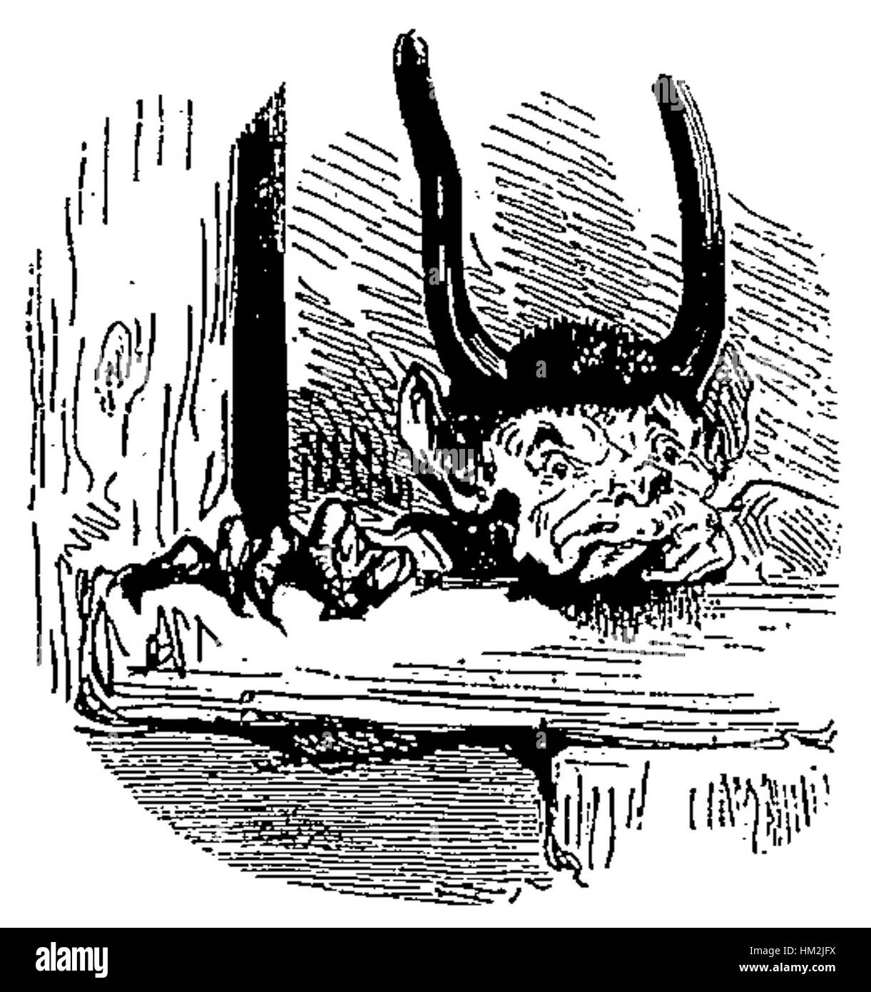 L'opera d'arte "Kobold" del Dictionnaire Infernal raffigura la creatura mitologica in uno stile intricato e dettagliato. La creatura è spesso associata a tratti maliziosi o maligni del folklore, raffigurati qui in modo artistico tradizionale. Foto Stock