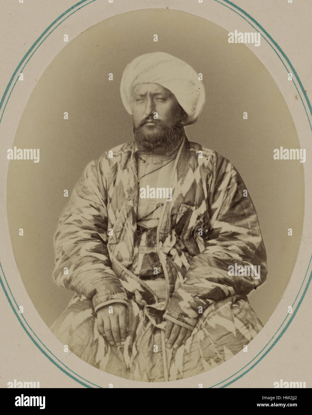 Questo ritratto storico mostra Seid Mukhamed Khudayar Khan e i suoi figli, leader del Kokand. Il lavoro evidenzia i loro ruoli politici significativi e l'era della leadership dell'Asia centrale, preservata per i posteri nell'arte dettagliata. Foto Stock