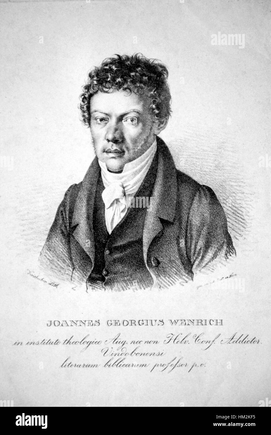 Questa litografia di Johann Georg Wenrich mostra una rappresentazione dettagliata e accurata di una scena storica. Il pezzo riflette le tecniche artistiche del XIX secolo e fornisce uno sguardo al passato attraverso l'incisione e la litografia a linee sottili. Foto Stock