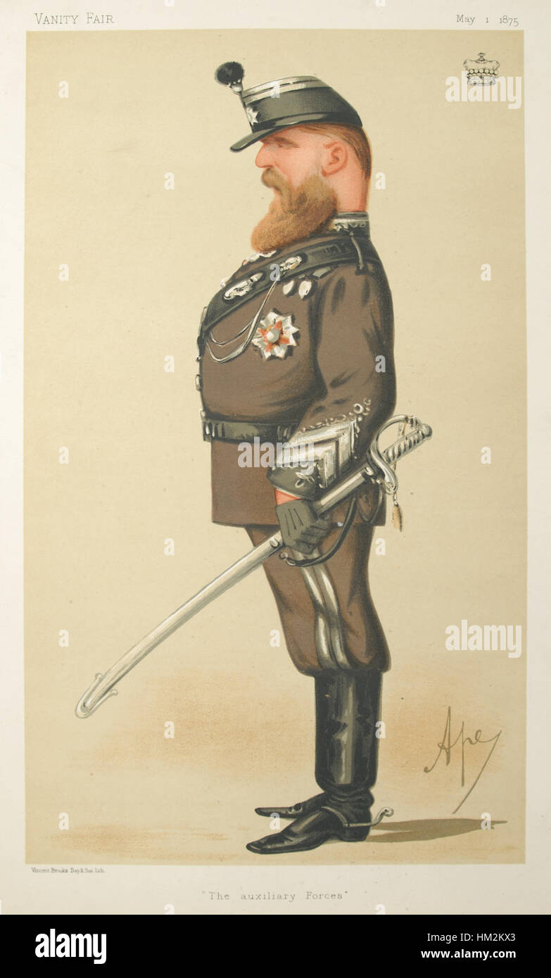 Un ritratto satirico di William Keppel da "Vanity Fair" (1875), reso con arguzia acuta e dettagli artistici precisi, che riflette il commento dell'era vittoriana sulla società britannica. Foto Stock