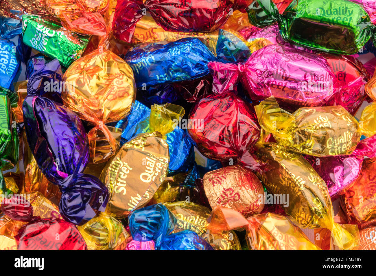 CHESTER, Regno Unito - 28 GENNAIO 2017: un close-up di Nestlé Quality Street cioccolatini Foto Stock