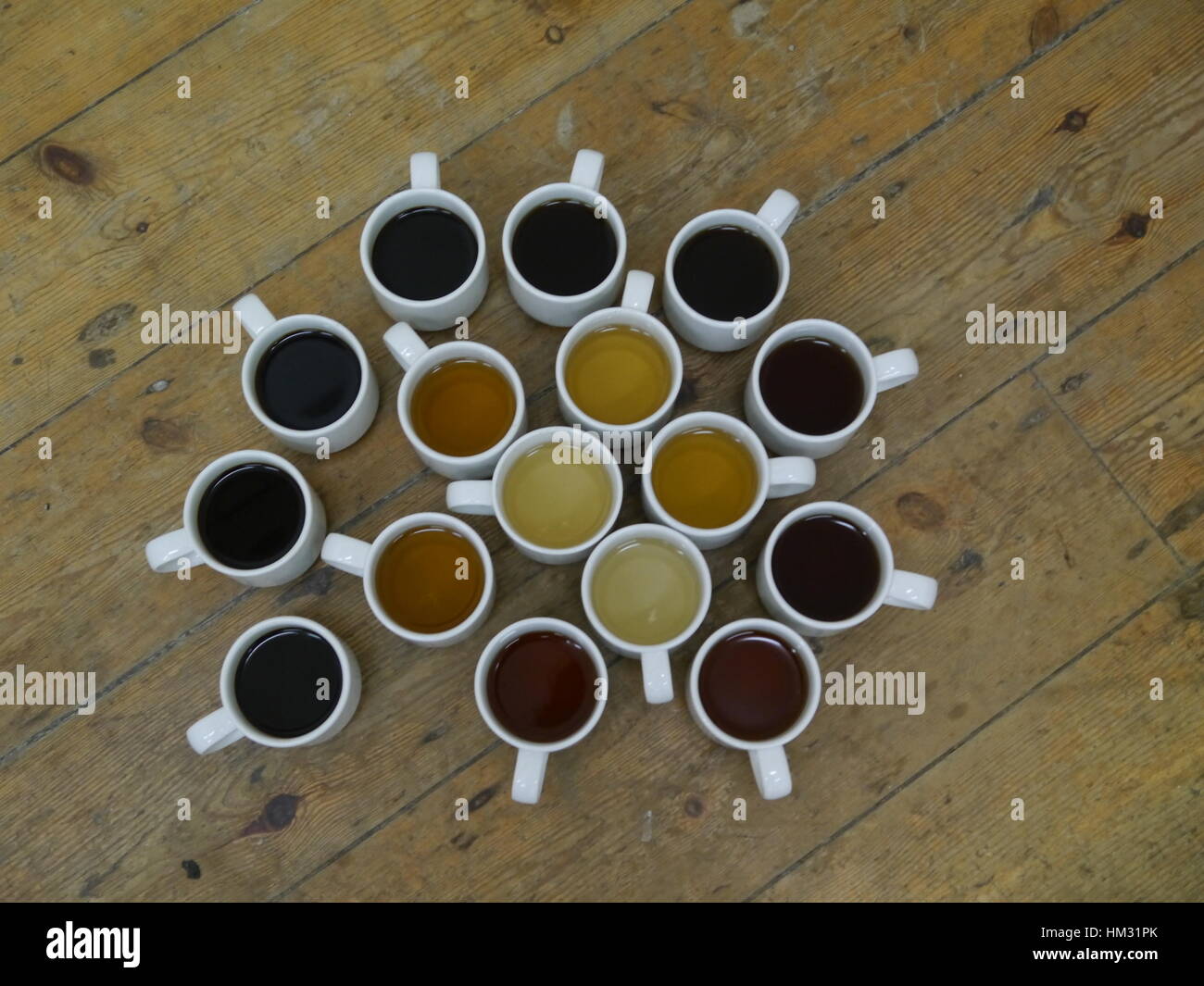 Visualizzazione a spirale per le sfumature del tè Foto Stock