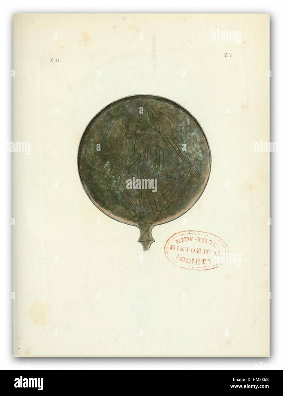 Questa opera d'arte del 1821, intitolata "INGHIRAMI Bronzi Etruschi", mostra sculture etrusche in bronzo. Questi antichi manufatti evidenziano l'abilità artigianale e gli stili artistici della civiltà etrusca, rinomati per le loro tecniche di lavorazione dei metalli e l'influenza culturale. Foto Stock