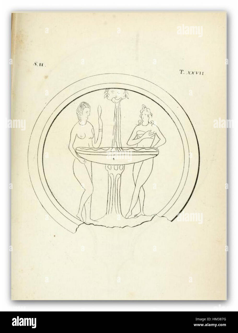 Un dipinto raffigurante statue etrusche in bronzo, in particolare della collezione Inghirami, che mostra l'arte e la cultura antica dell'Italia all'inizio del XIX secolo. Foto Stock