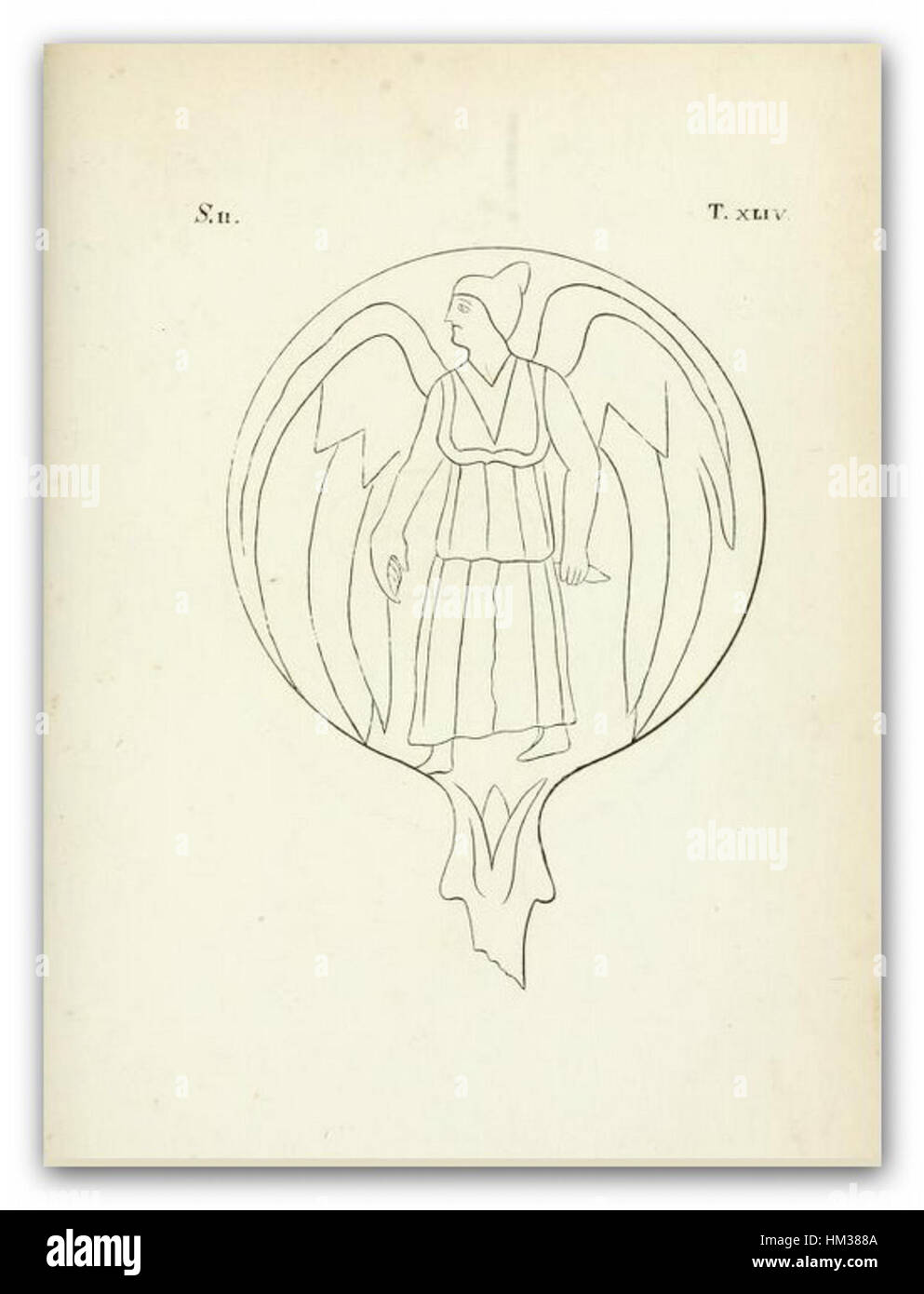 Un'illustrazione dettagliata dell'opera di Inghirami del 1821, che mostra manufatti in bronzo etruschi. Questa immagine mette in risalto l'artigianato e l'antica arte della civiltà etrusca. Foto Stock