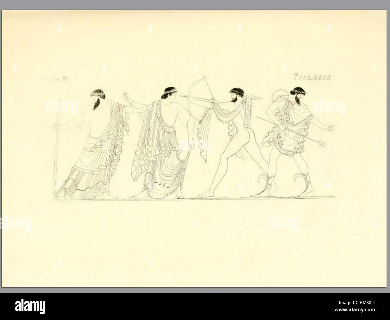 Questo dipinto del 1835 di Inghirami, parte della serie "pitture di vasi fittili", mostra l'illustrazione dettagliata di antichi vasi in terracotta. Si concentra sull'arte e l'artigianato della ceramica italiana, mettendo in risalto i manufatti storici utilizzati nella vita quotidiana. Foto Stock