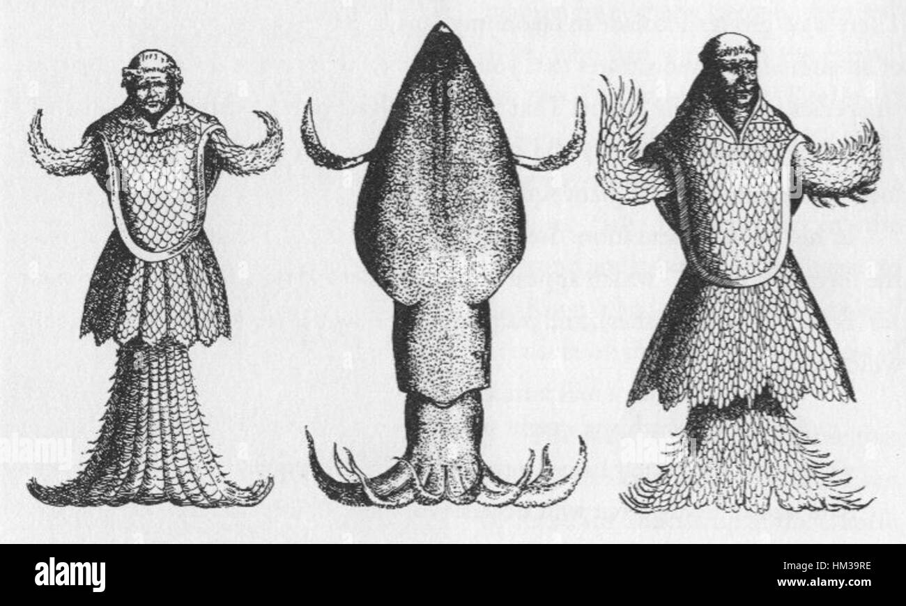 I "Monaci marini" di Japetus Steenstrup sono una rappresentazione della vita marina raffigurata attraverso stili artistici storici. L'opera combina tecniche classiche con elementi tematici del mito e della natura, rendendola un'esplorazione unica delle immagini marine in belle arti. Foto Stock