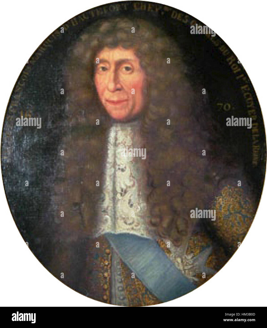 Jacques-Francois de Hautefort, un notevole artista francese del XVIII secolo, è rappresentato in questo ritratto che riflette lo stile classico dell'artista e le opere dettagliate tipiche del periodo barocco francese. Foto Stock