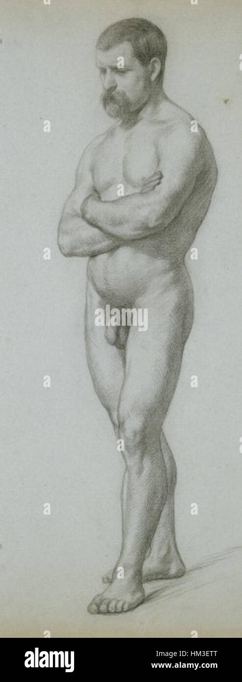 Questo disegno a vita di Frederic Leighton esemplifica la sua abilità nel catturare la forma umana con precisione ed eleganza. Noto per il suo approccio classico al disegno figurativo, il lavoro di Leighton in questo genere riflette il suo impegno per l'anatomia realistica e la maestria artistica nel ritrarre il corpo umano. Foto Stock