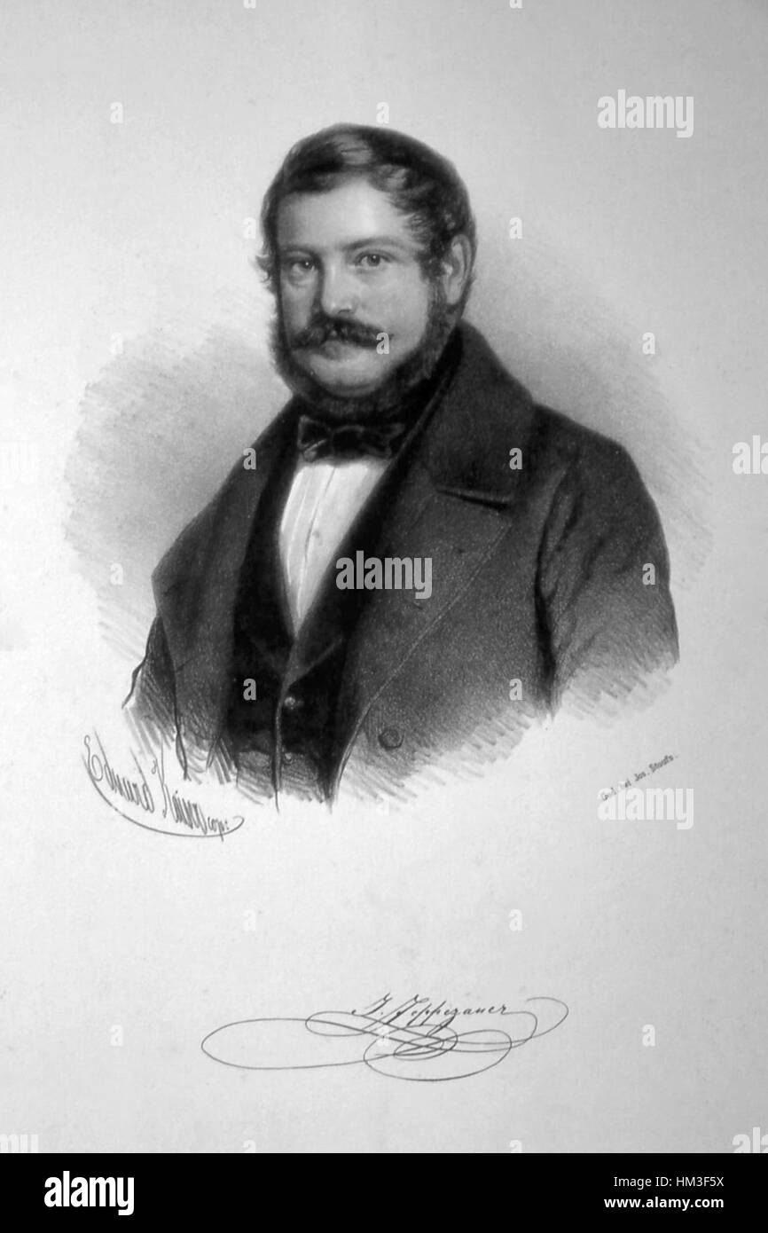 Una litografia di Josef Zepplzauer, che mostra dettagliati lavori di linea e ombreggiature, tipici della maestria dell'artista nella stampa. Il pezzo è un esempio di arte litografica del XIX secolo. Foto Stock