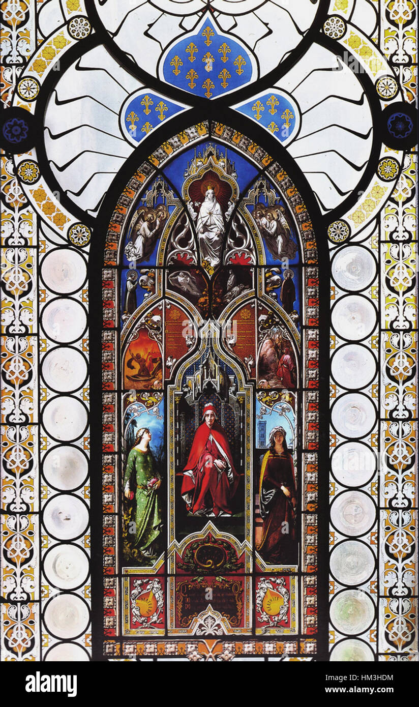 "Il Trionfo di Dante" descrive il viaggio di Dante Alighieri attraverso i regni della Divina Commedia. L'opera illustra il suo trionfo spirituale e poetico, evidenziando la sua influenza sulla letteratura italiana e sul viaggio spirituale dell'anima. Foto Stock