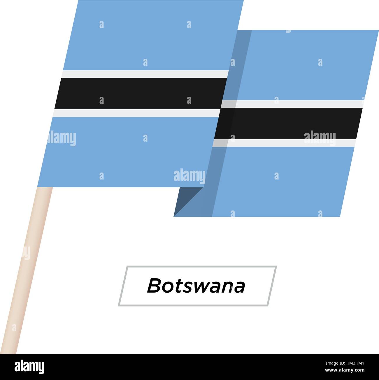 Il Botswana Ribbon sventola Bandiera isolato su bianco. Illustrazione Vettoriale. Illustrazione Vettoriale