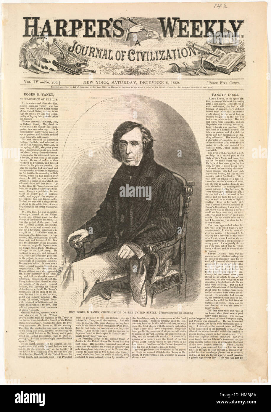 L'on. Roger B. Taney, Capo della Giustizia degli Stati Uniti (Boston Public Library) Foto Stock