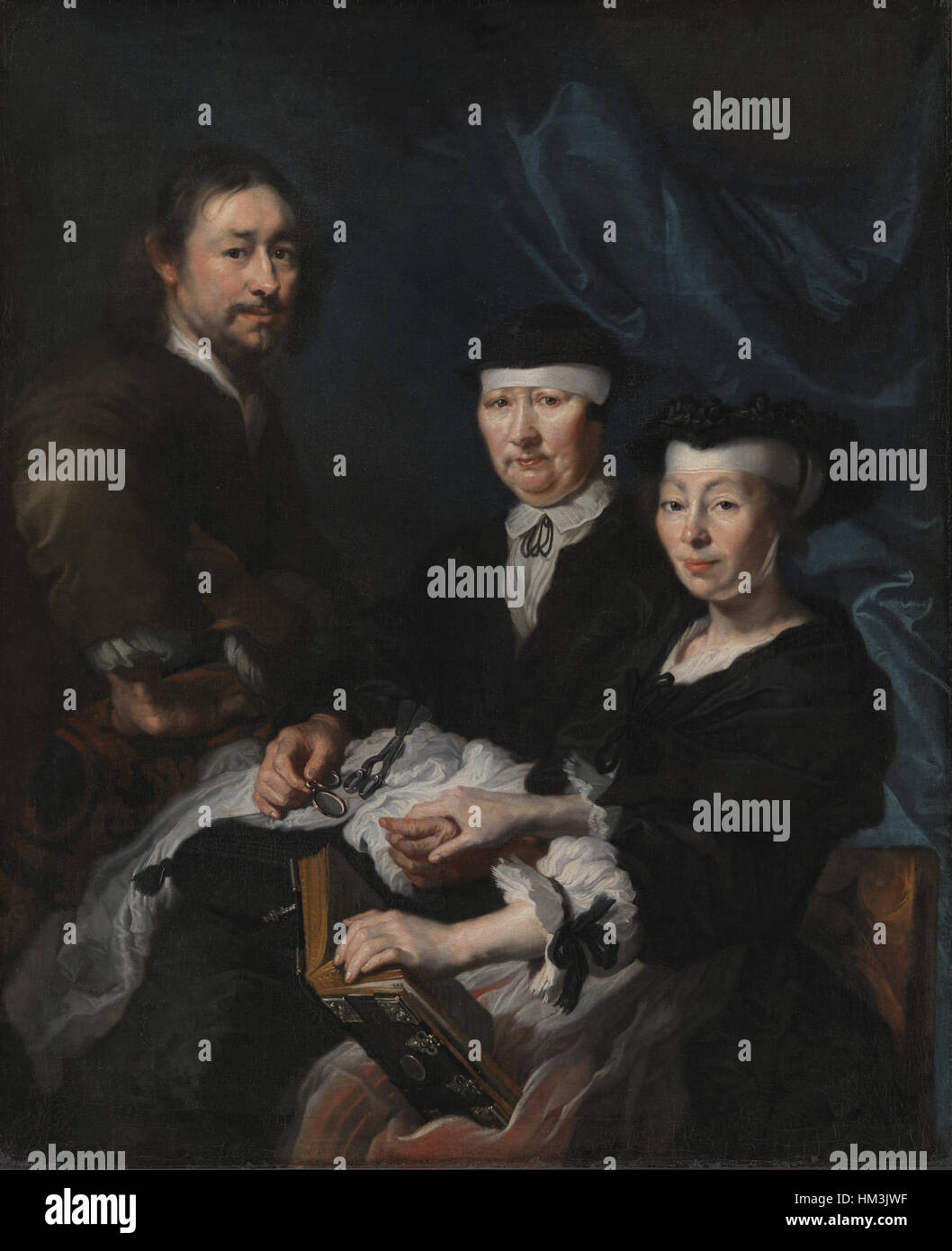 Karel van Mander (III), un pittore olandese, con la sua famiglia, in un dipinto tra il 1646 e il 1647, olio su tela. Foto Stock