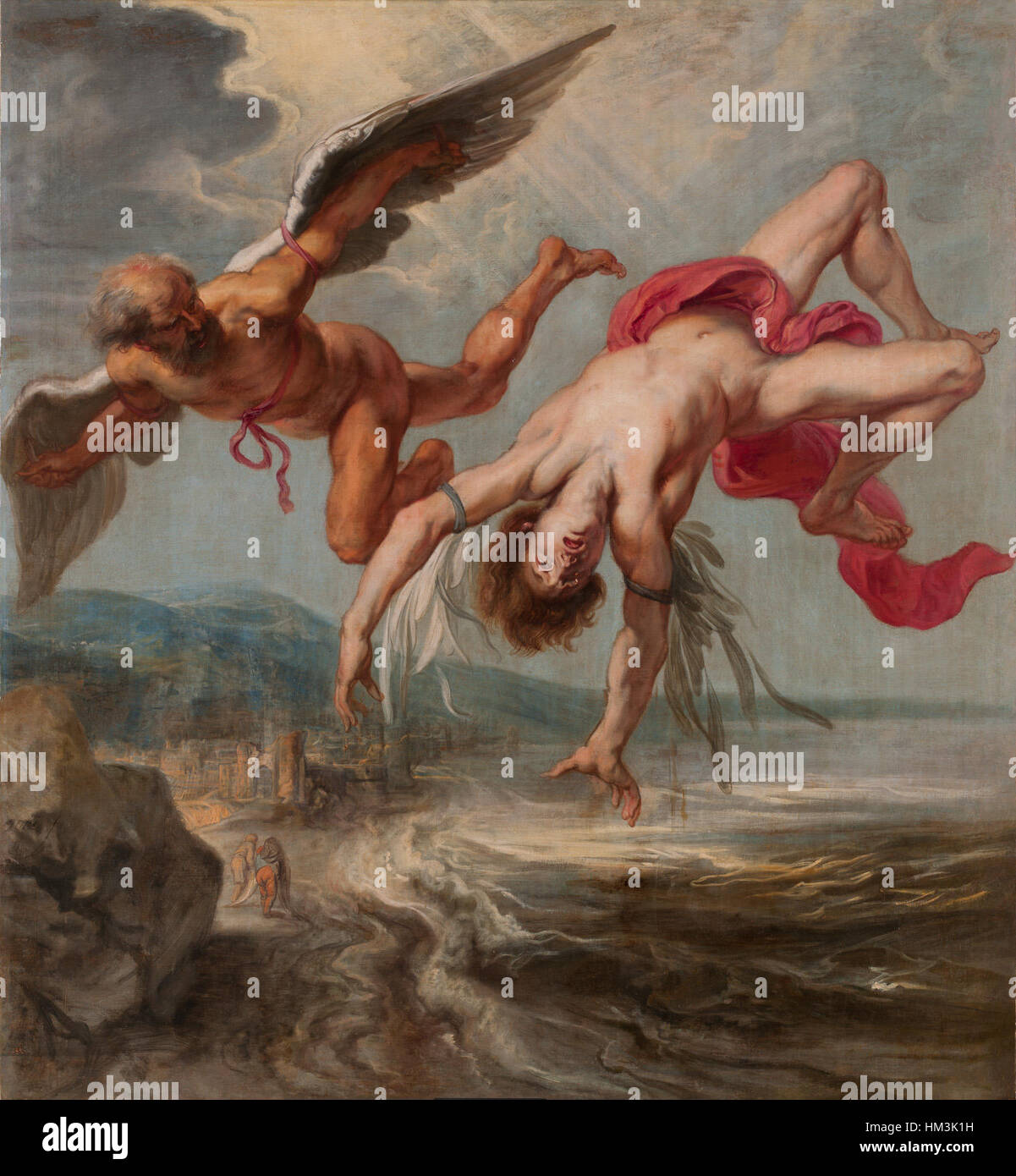 L'opera d'arte "Gowy-icaro-prado" si riferisce probabilmente a un pezzo moderno o astratto caratterizzato da forme dinamiche e audaci contrasti di colore, catturando uno stile espressivo e contemporaneo. Foto Stock