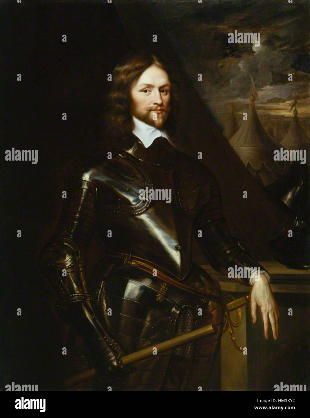 Questo ritratto di Henry Ireton, una figura chiave nella storia inglese durante il XVII secolo, lo ritrae come un capo militare. Noto per il suo ruolo nella guerra civile inglese, il dipinto cattura il suo comportamento severo e l'abbigliamento militare, riflettendo il suo significato nella storia militare britannica. Foto Stock